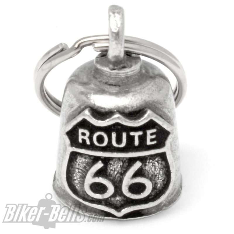 Gremlin Bell mit Route 66 Schild Glücksglocke Motorradfahrer Geschenk Biker-Bell